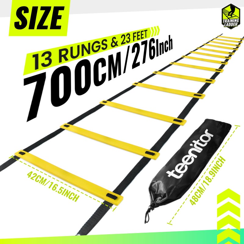 Teenitor 13 Rung Agility Ladder Speed Ladder Training Ladder for Soccer, Speed, Football Fitness Feet Training Carry Bag Agility Training Equipment, Workout Ladder, Sports Agility Ladders for Kids - Image 2